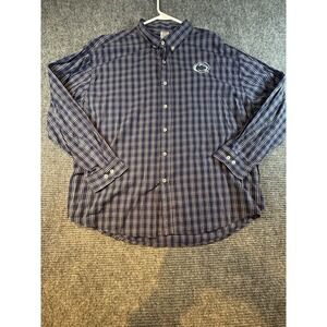 Penn State Nittany Lions Shirt Mens XXL Navy Blue Pro Edge Plaid Button Down